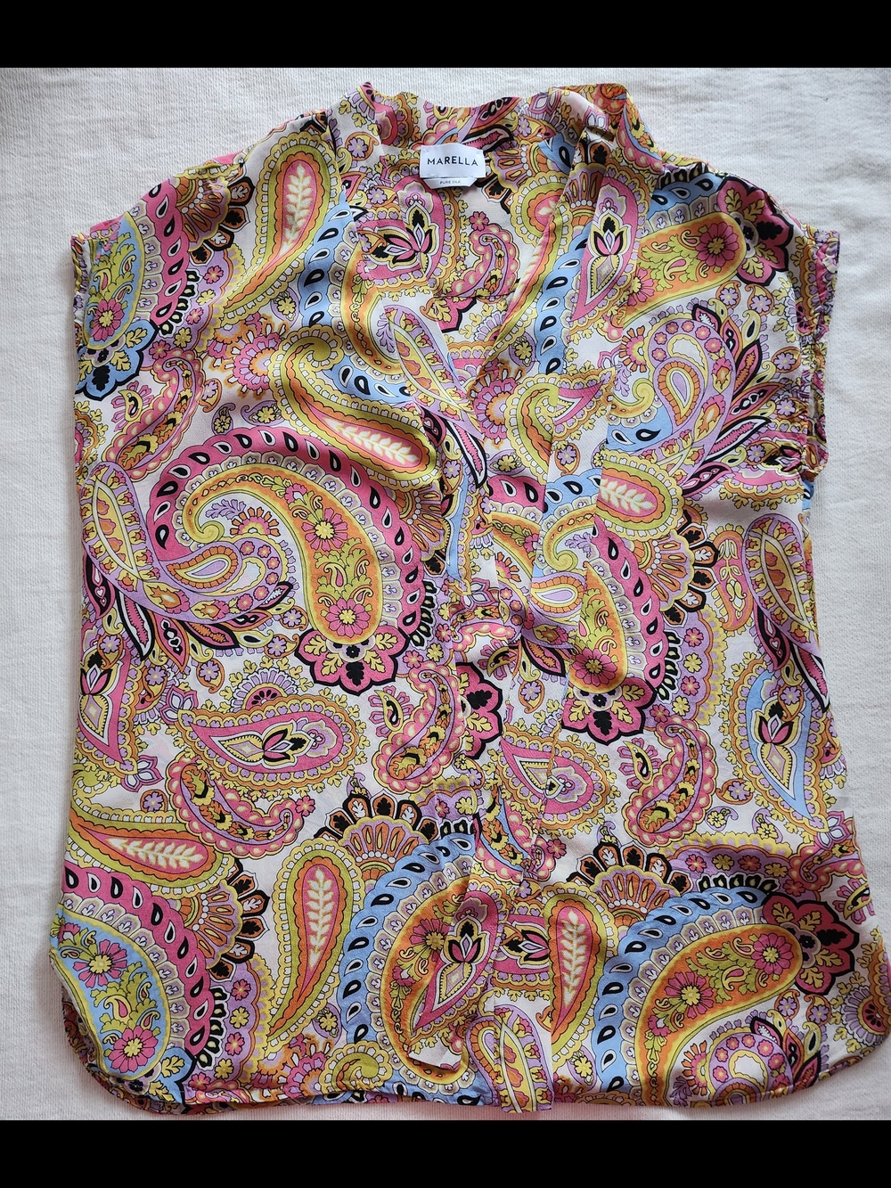 MARELLA 100% Pure Silk Vibrant Paisley Print Blouse